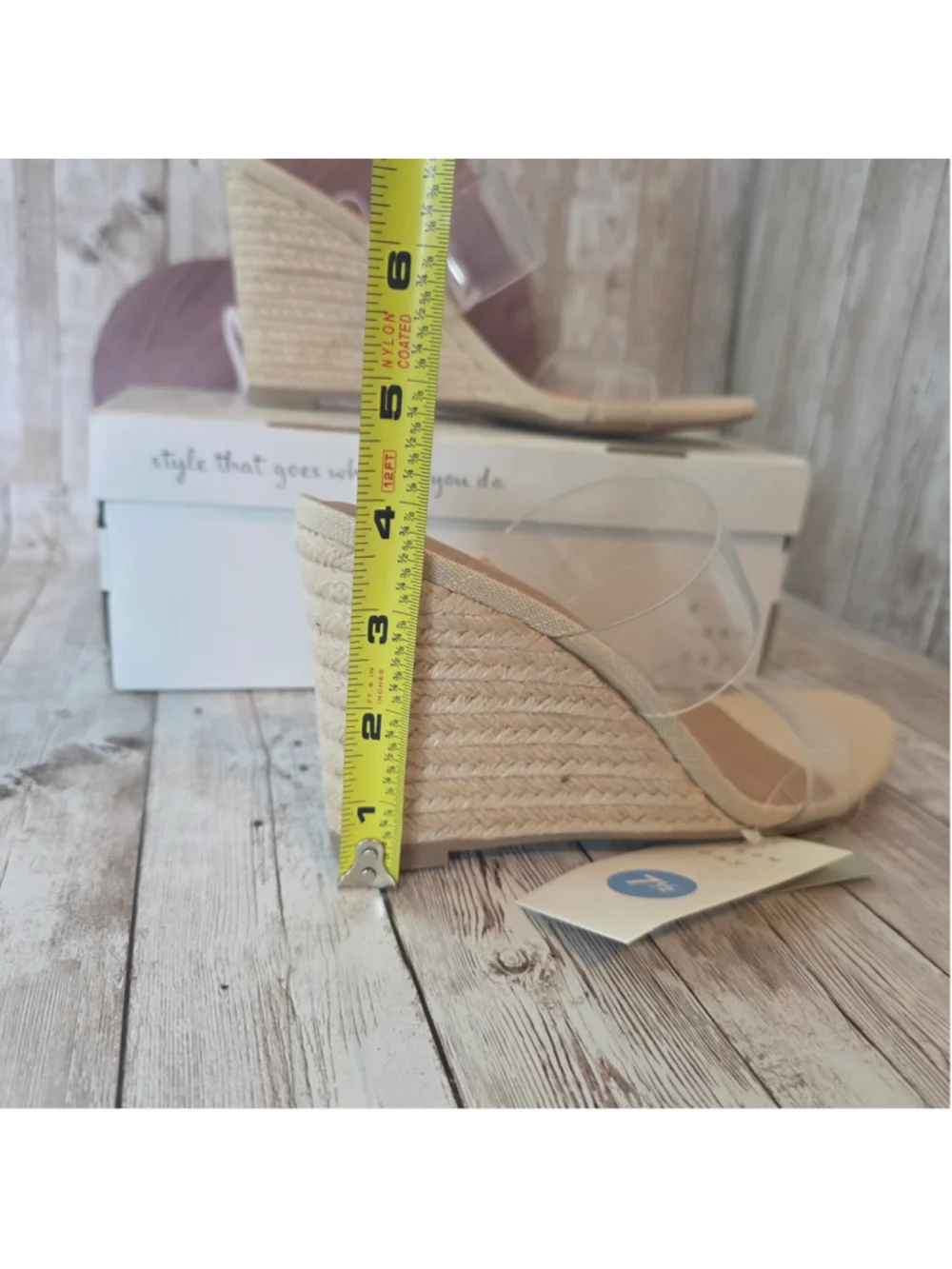 Women's A New Day Wedge Sandals Size 7.5 Beige Clear